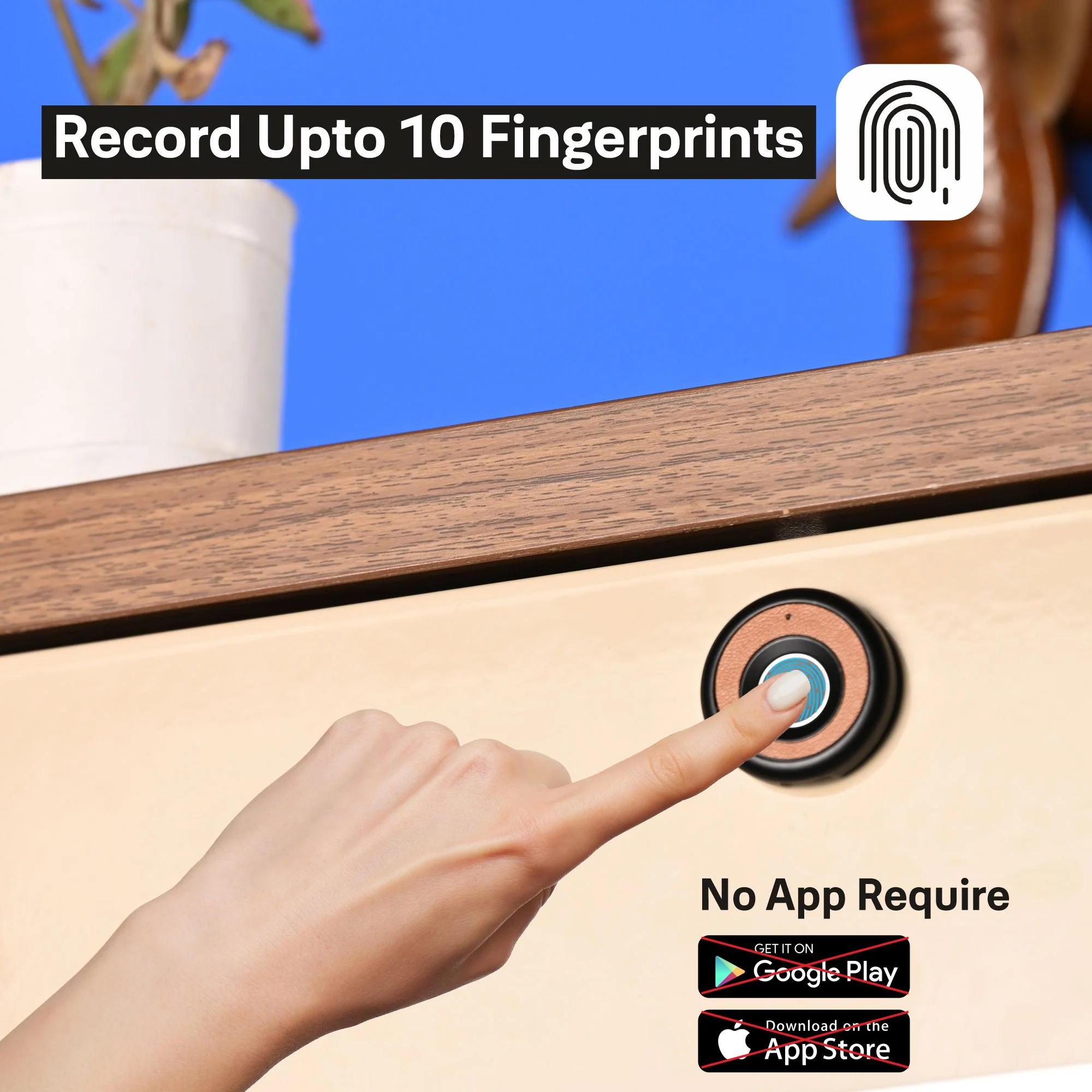 Biometric Smart Premium Furniture Lock - Black - Image 14