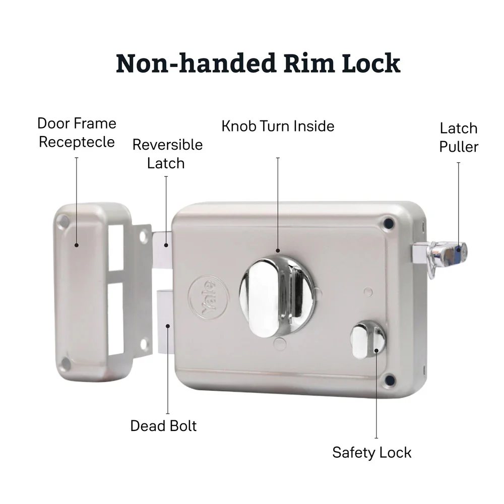 R600 TT DK, Main door rim lock, dimple Key, Silver - Image 4
