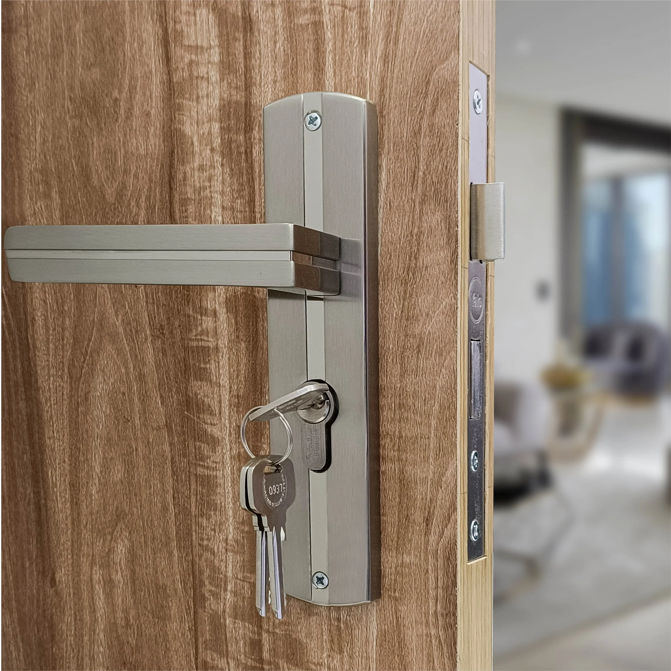 SM-02-02-01 Yale SM series Mortise Lock Comboset with backplated Handle, Cylinder with Knob inside and keys Outside, SS Finish - Image 2