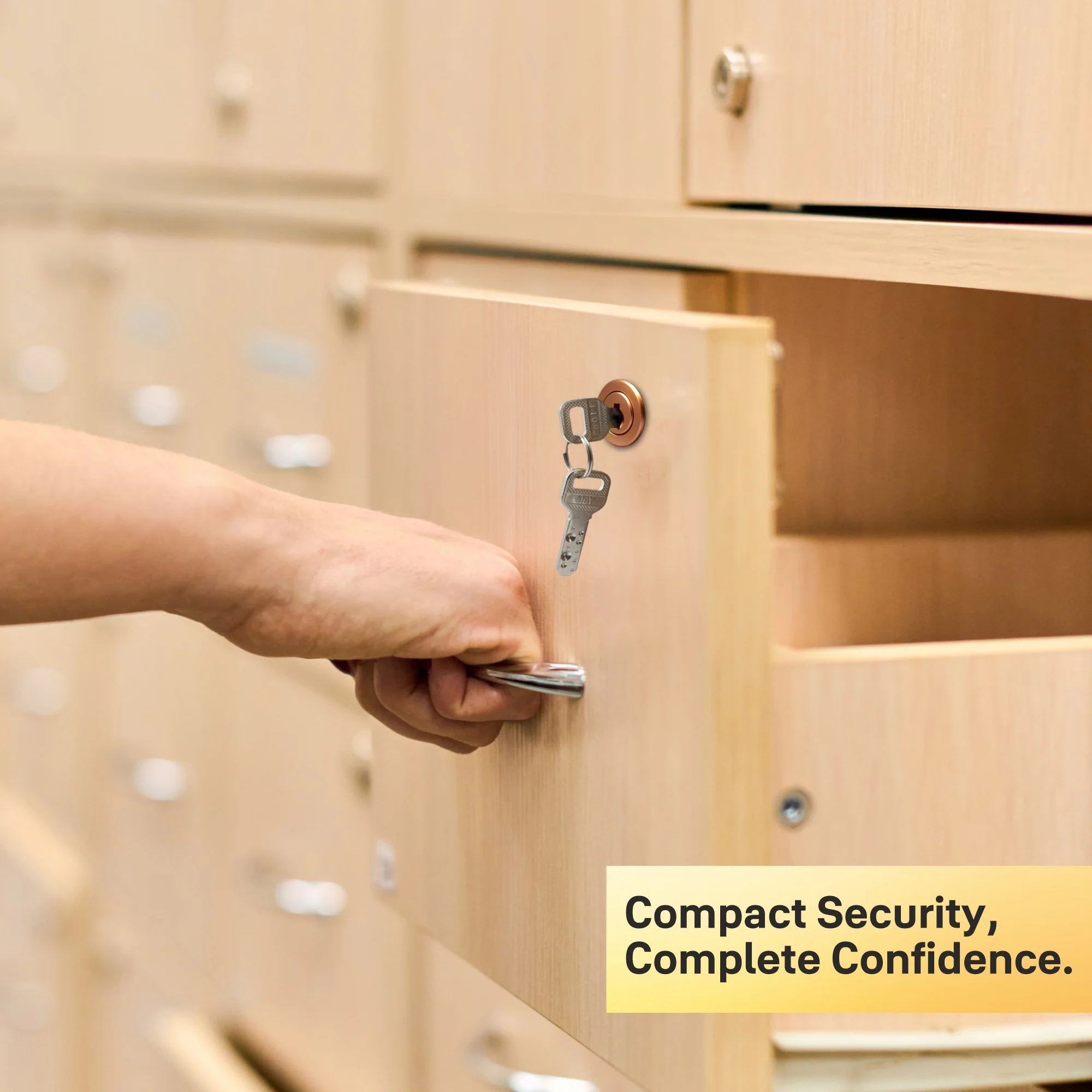 Yale Drawer Lock DRW Series 20mm | Stainless-steel Lock with Dimple Key | Reversible Keys | Deadbolt | Installed in Cupboards, Wardrobes & Wooden Furniture | Rose Gold Color - Image 5
