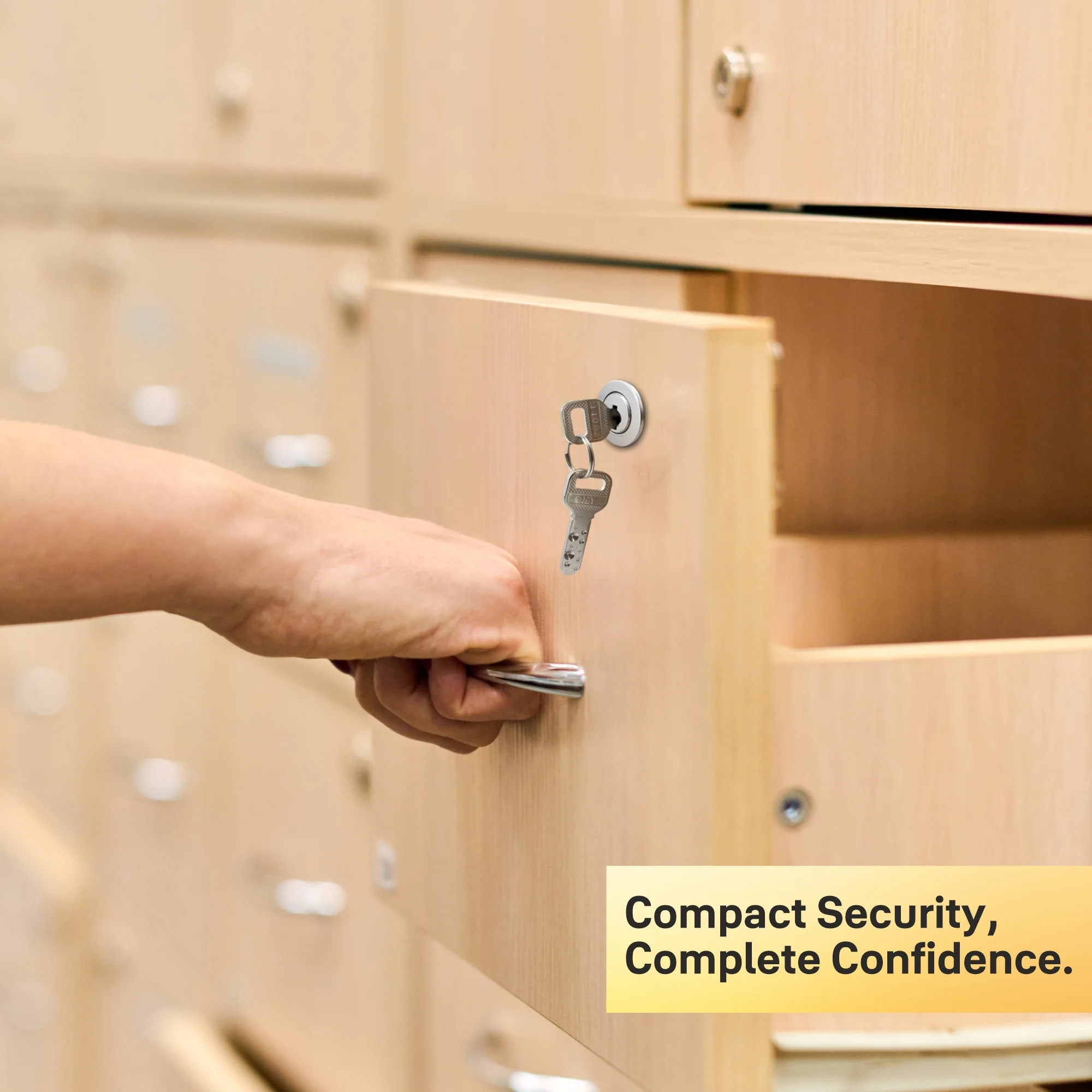 Yale Drawer Lock DRW Series 20mm | Stainless-steel Lock with Dimple Key | Reversible Keys | Nickel-plated bolt | Installed in Cupboards, Wardrobes & Wooden Furniture | Satin Steel Finish - Image 4