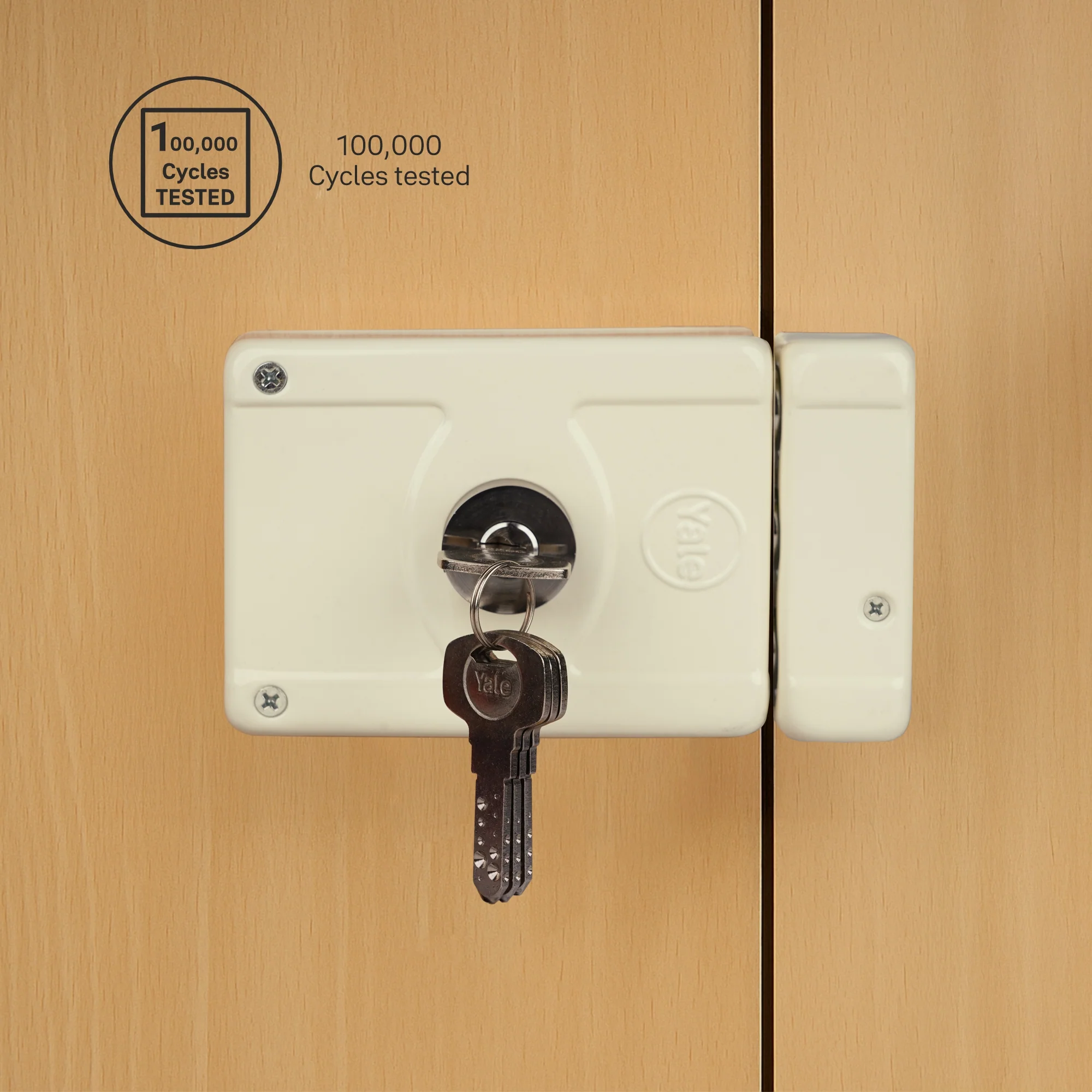 Yale Essential YE-MDL-3B-DC-DK-IN Rim Lock, 3 Deadbolts, Both side keys, 4 Dimple Keys (Ivory) - Image 5