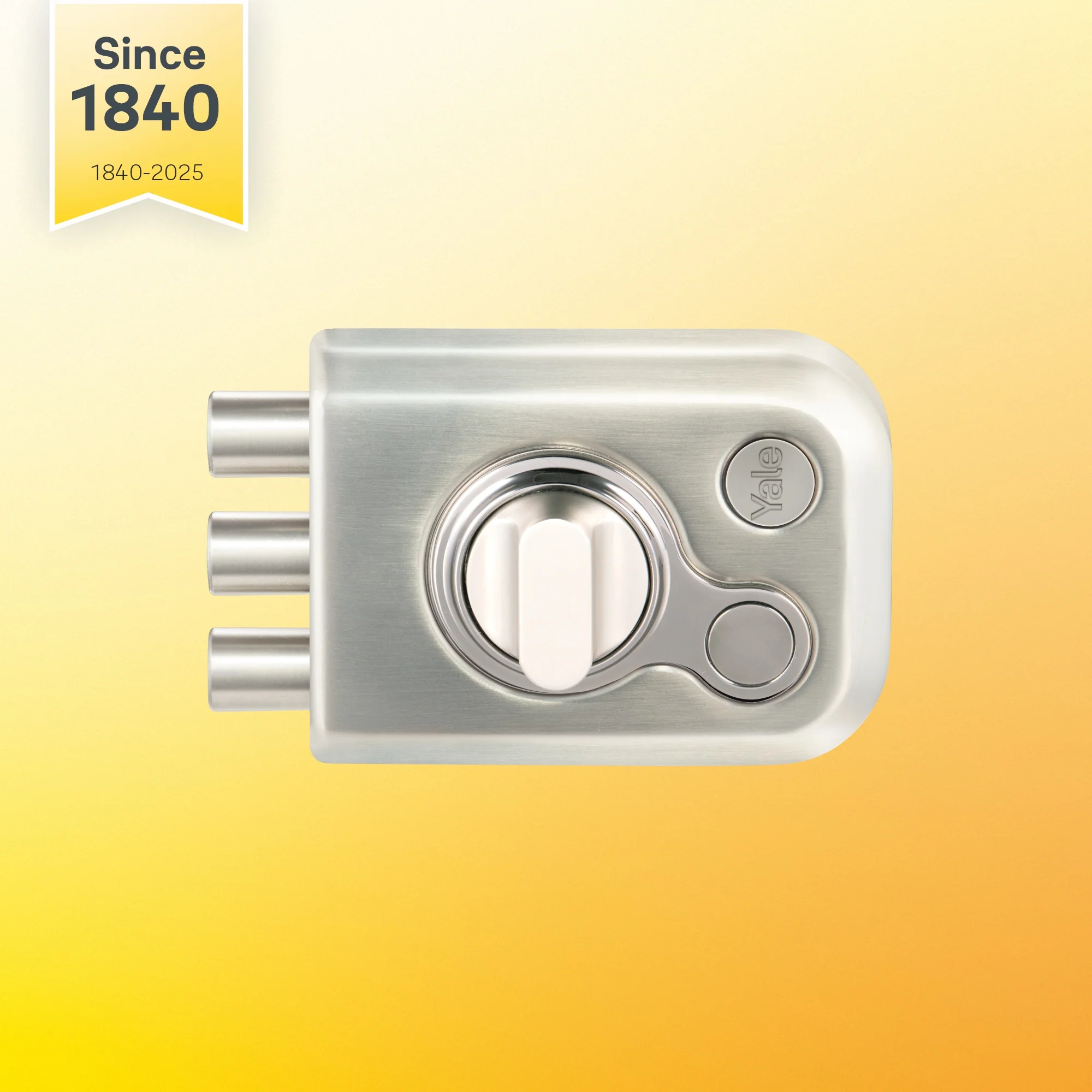 KRT-3B-TT-SSM/BN: Yale Katros Rimlock – Tribolt, 3 Deadbolts, Thumbturn, 4 Dimple Keys (Satin Steel Matt and Black Nickel) - Image 3