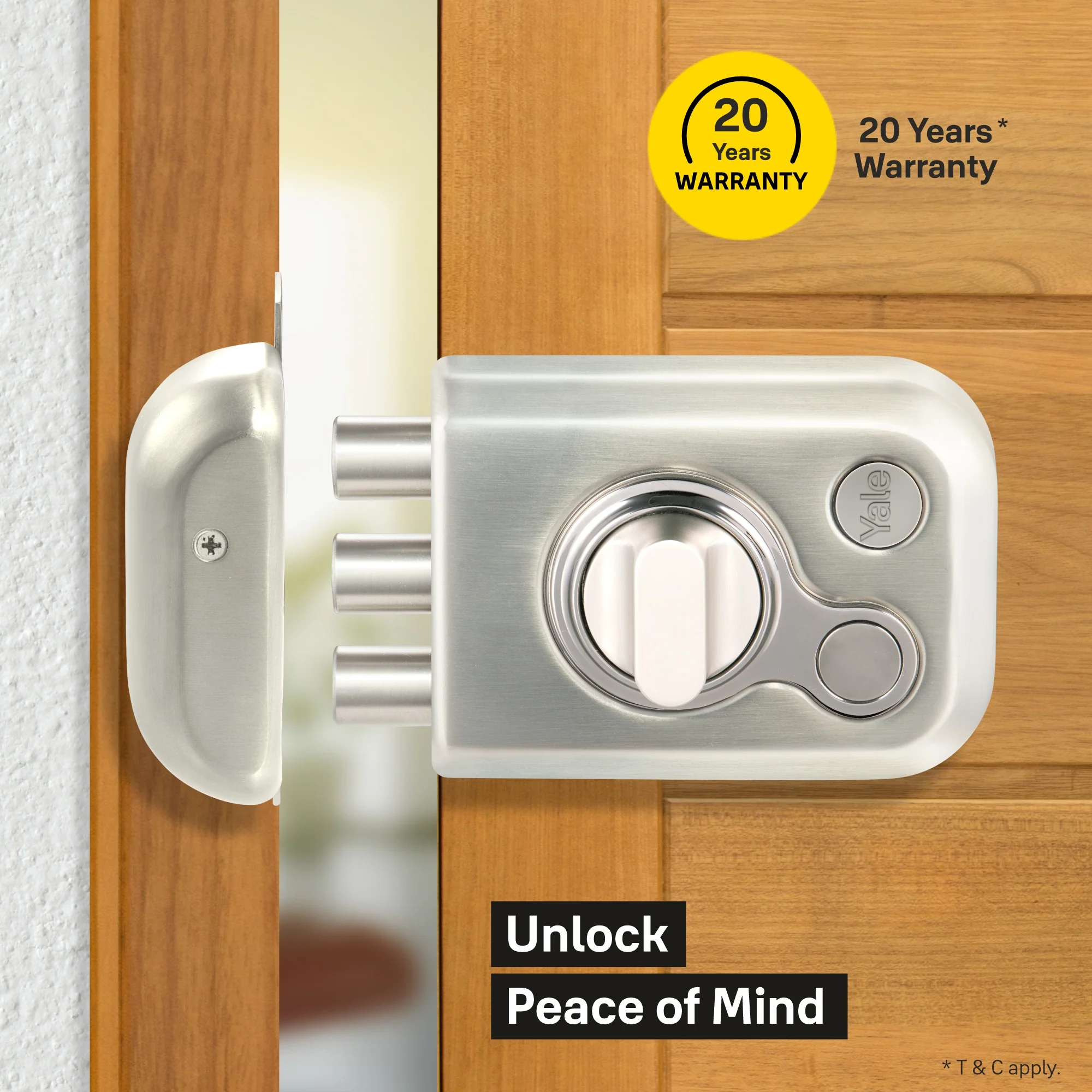 KRT-3B-TT-SSM/BN: Yale Katros Rimlock – Tribolt, 3 Deadbolts, Thumbturn, 4 Dimple Keys (Satin Steel Matt and Black Nickel) - Image 4