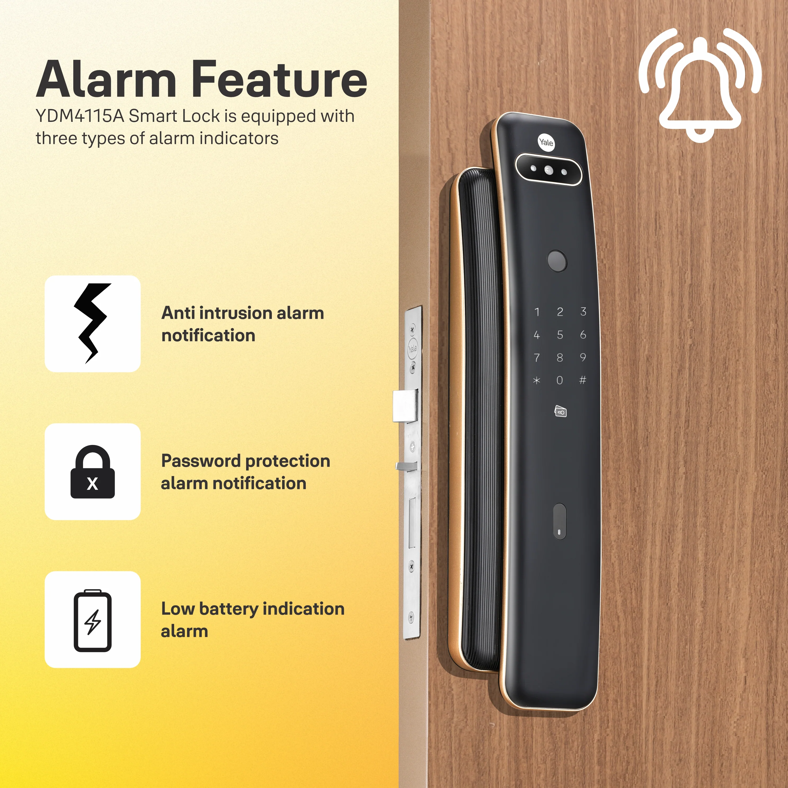 Yale Luna Pro+ Smart Lock with Face scan technology, Fingerprint, PIN, RFID and Manual Key (Bluetooth Module and Wifi Bridge Included) - Image 6