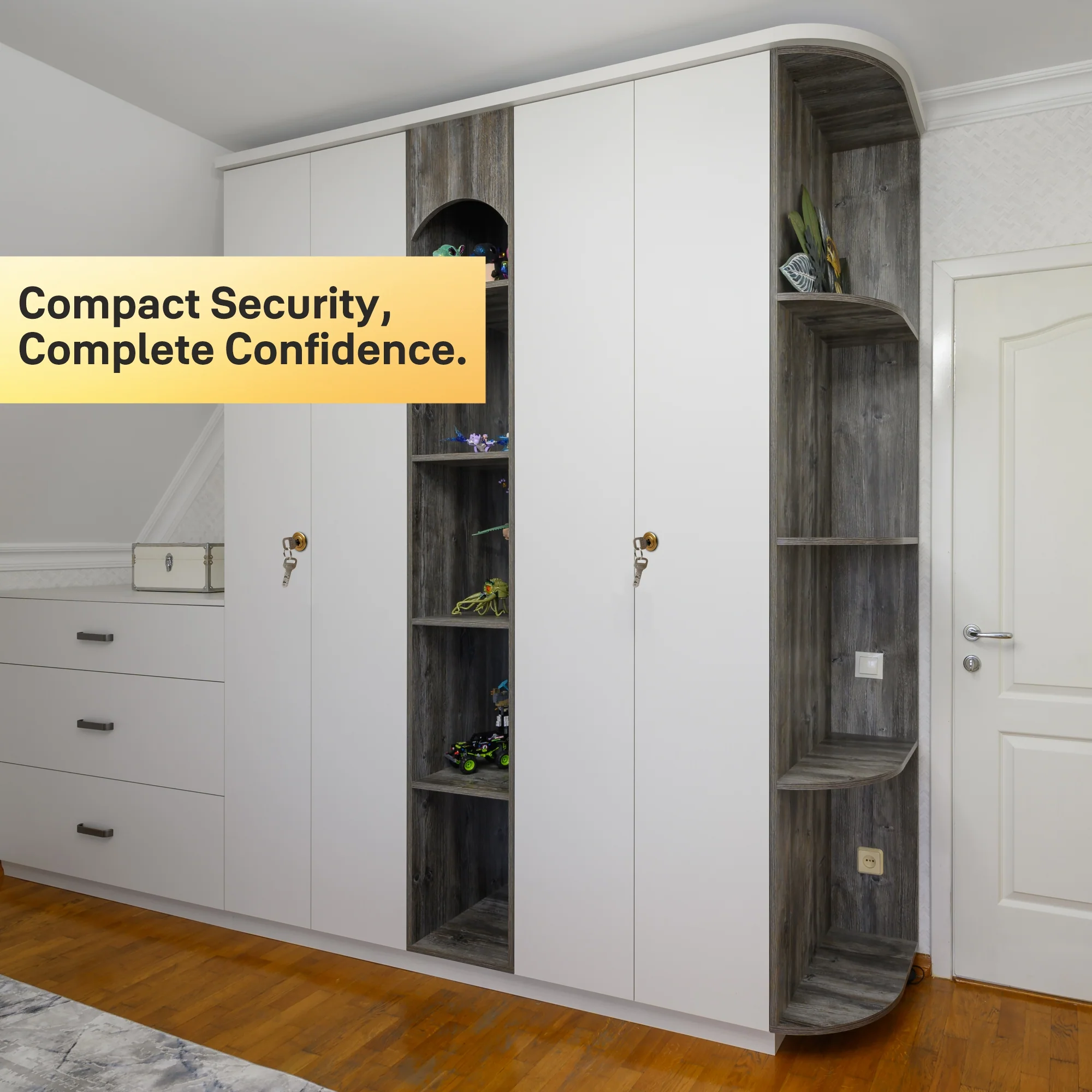 Yale Wardrobe Lock WRD Series 30mm | Stainless-steel Lock with Dimple Key | Reversible Keys | Deadbolt | Installed in Cupboards, Wardrobes & Wooden Furniture | Rose Gold - Image 5