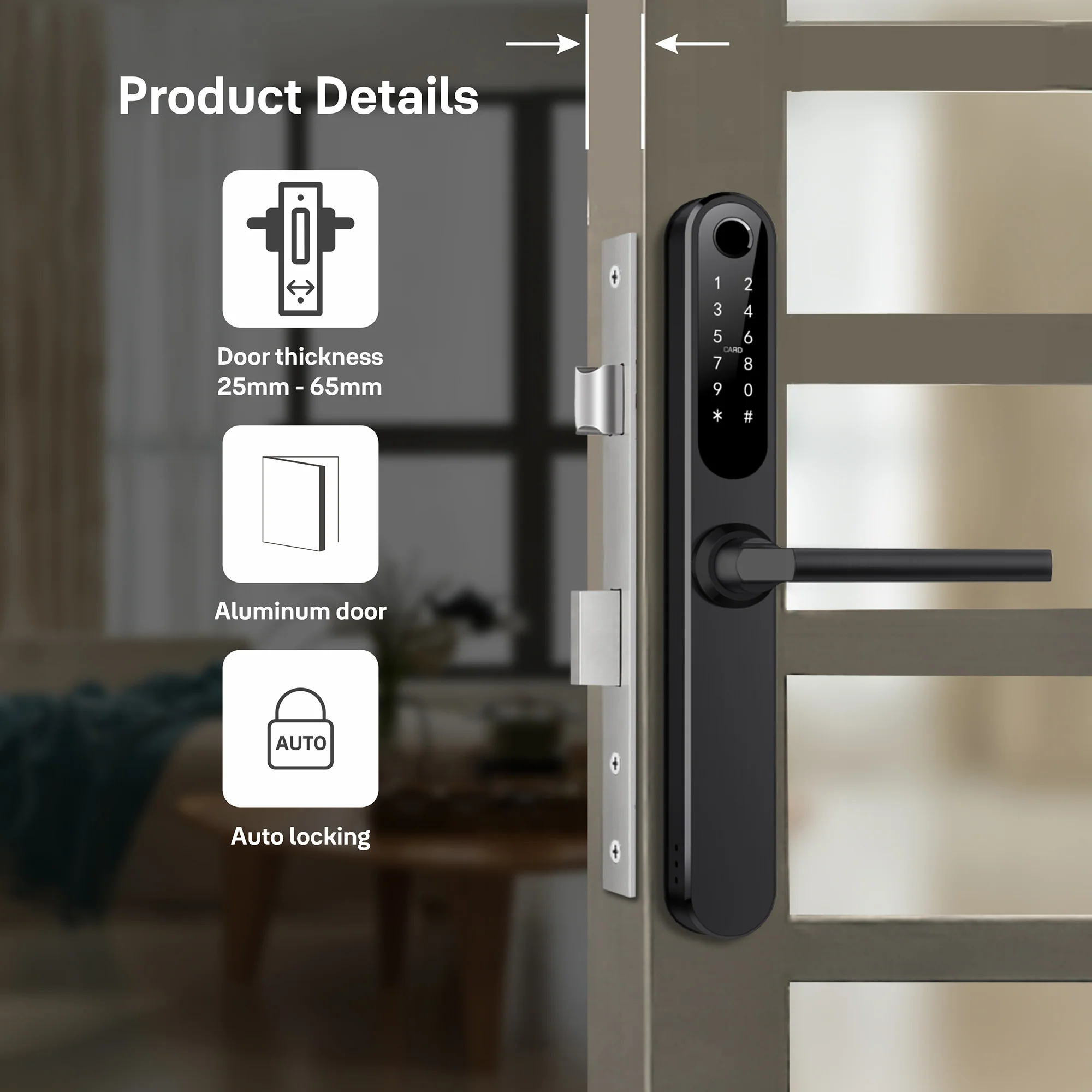 Yale YDAL-OD-BL Aluminium Profile Doors & Windows Digital Lock Suitable for Opening Door (Black) - Image 5