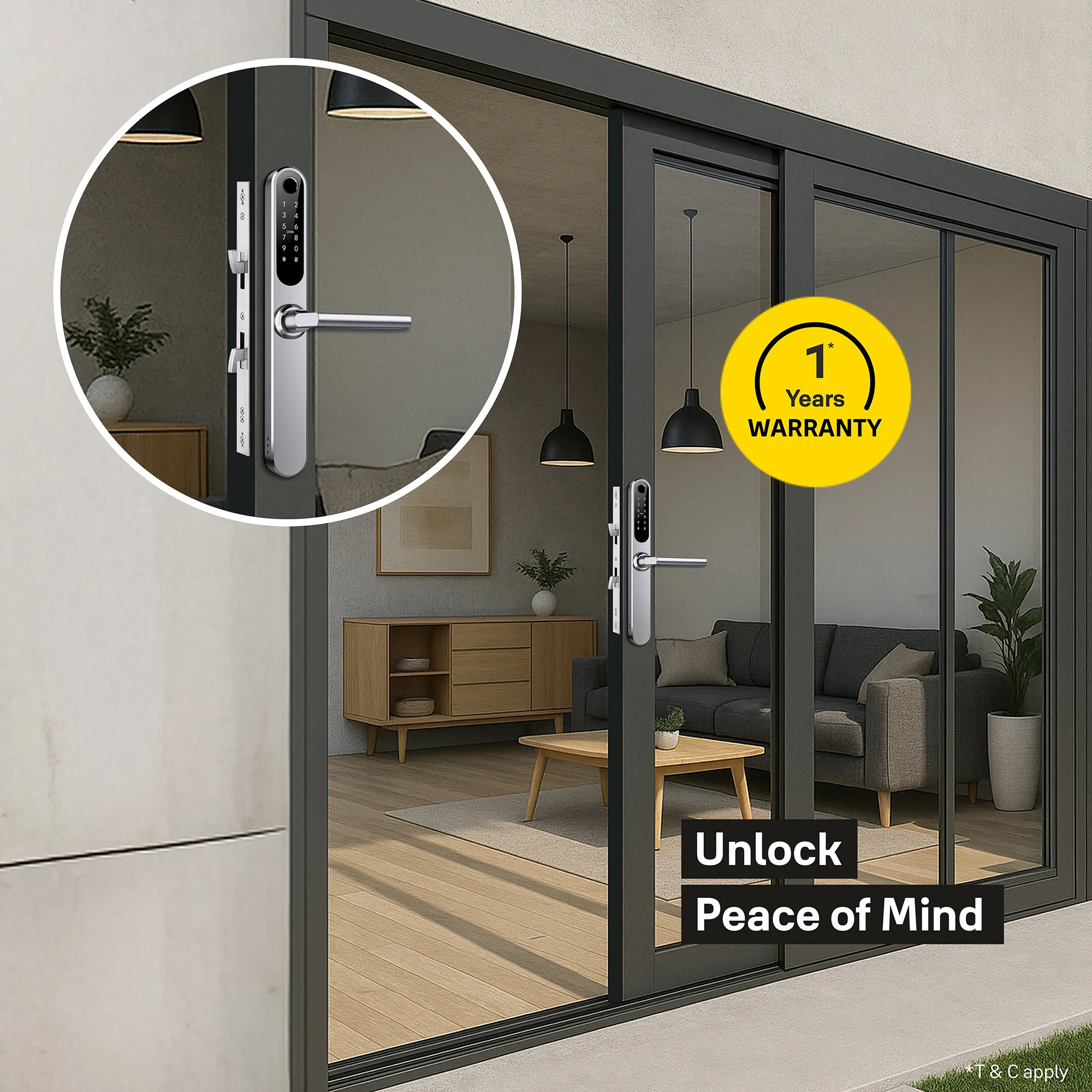 Yale YDAL-SD-SL Aluminium Profile Doors & Windows Digital fingerprint Lock, Suitable for Sliding Door (Silver) - Image 3