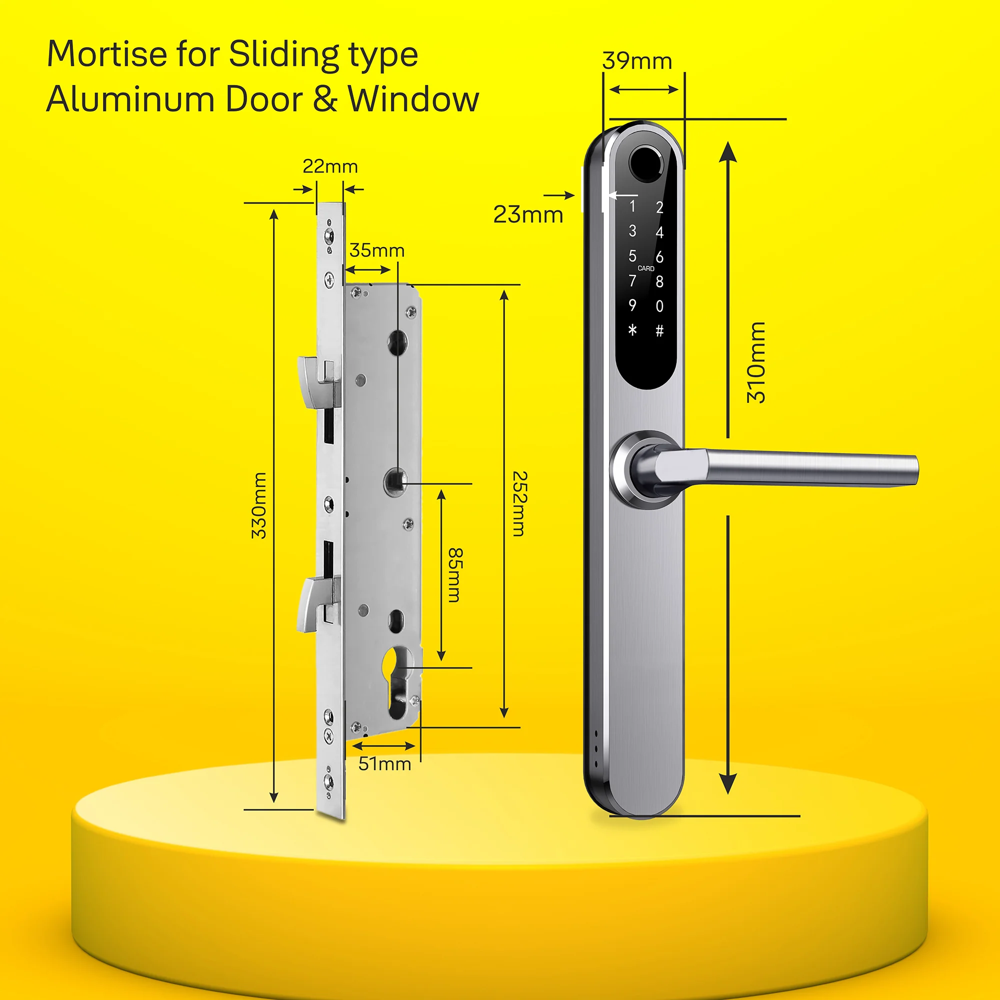 Yale YDAL-SD-SL Aluminium Profile Doors & Windows Digital fingerprint Lock, Suitable for Sliding Door (Silver) - Image 8