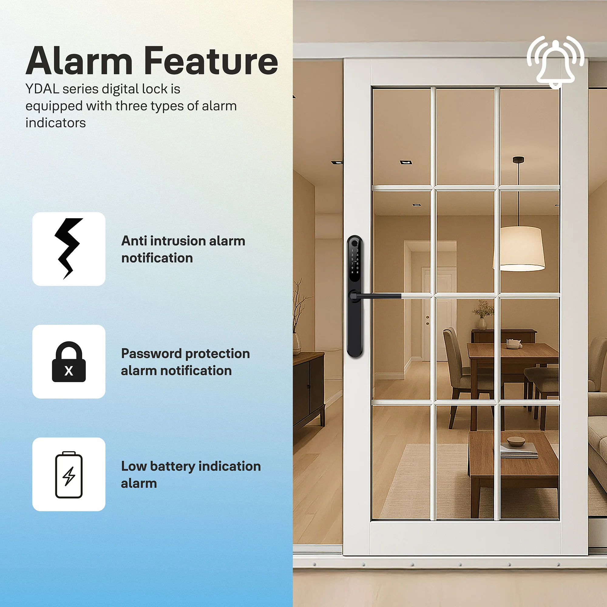 Yale YDAL-SD-BL Aluminium Profile Doors & Windows Digital Lock Suitable for Sliding Door (Black) - Image 6