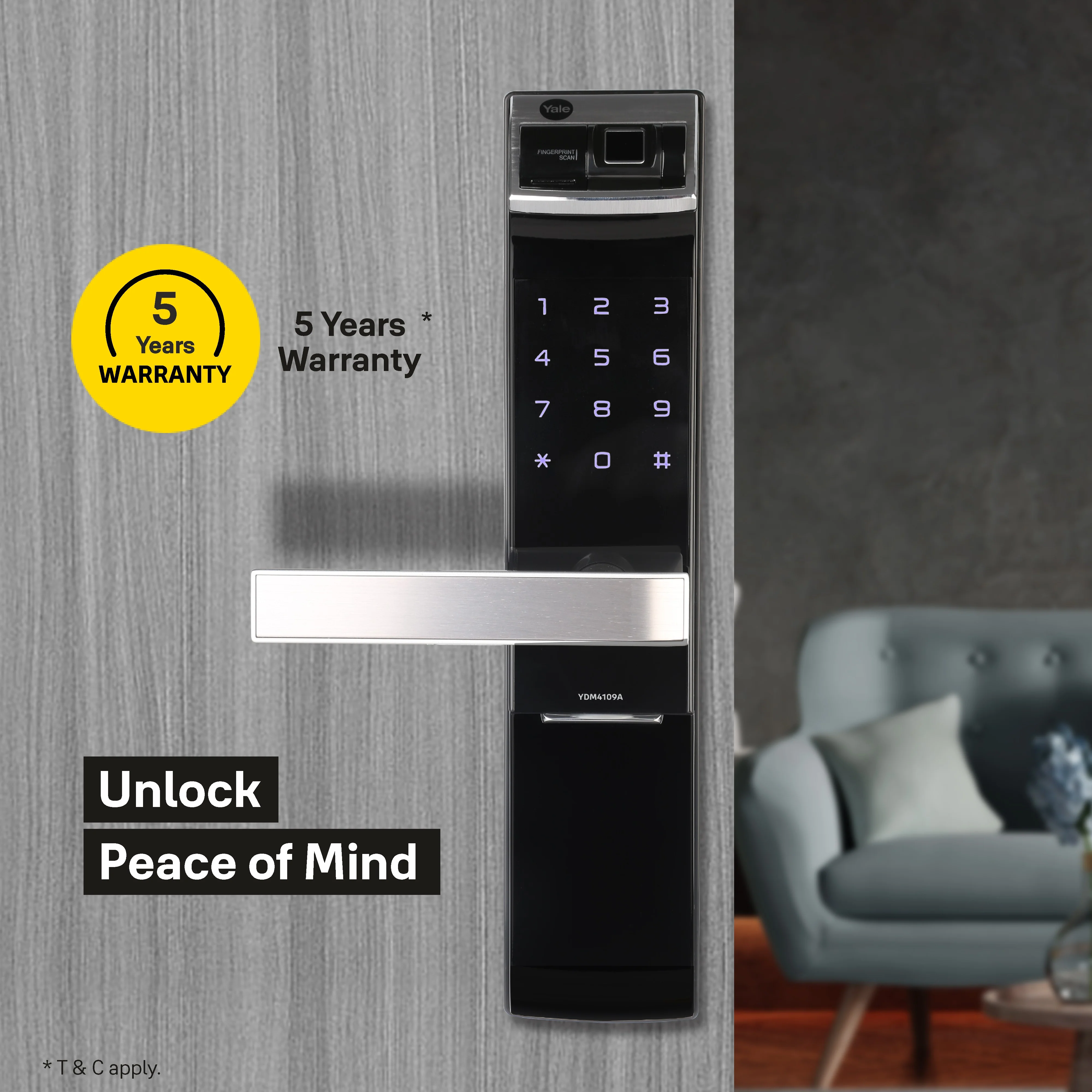 YDM 4109- A Series, Biometric Smart Lock, Black - Image 7