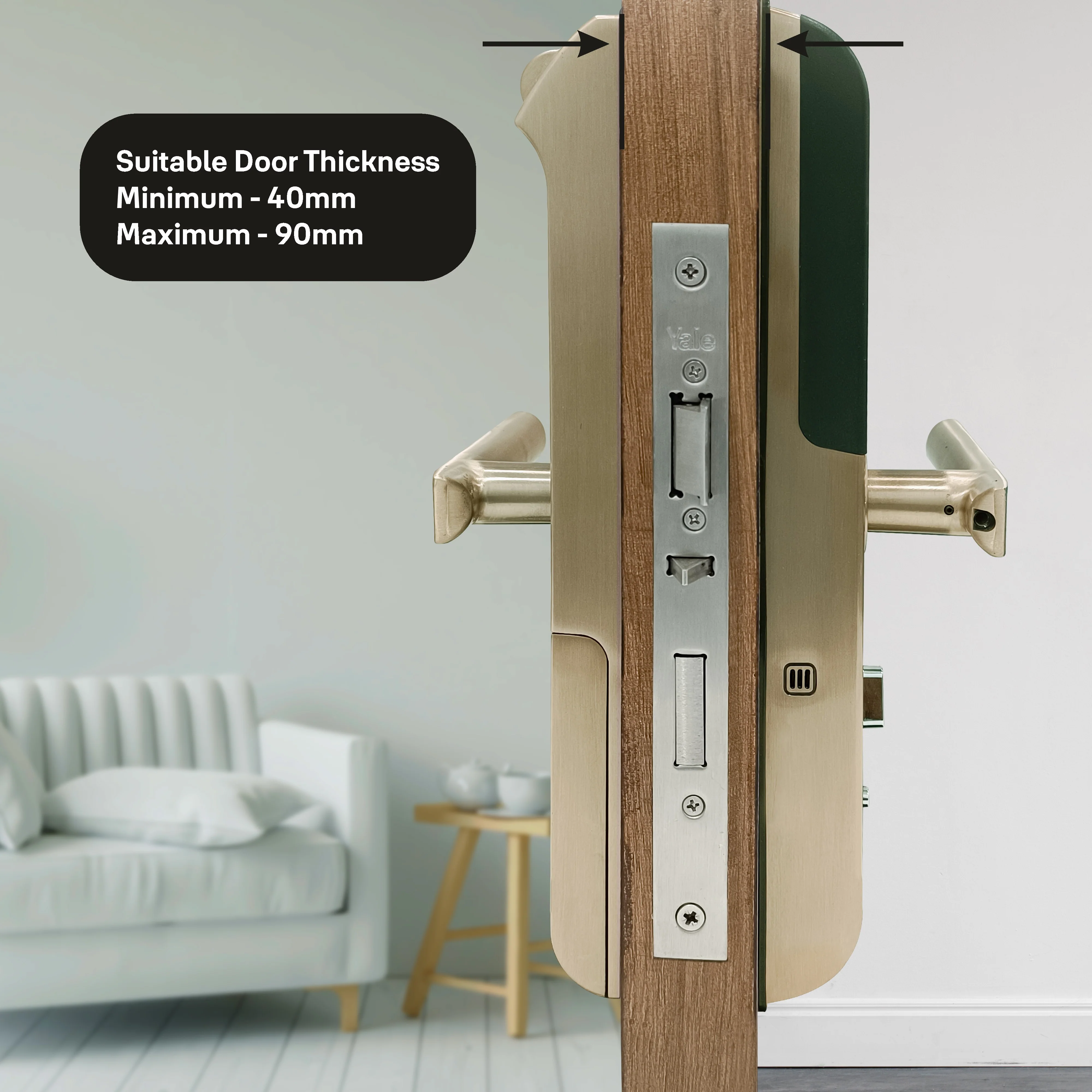 YDM 7116A Smart Lock, Champagne Gold with Fingerprint, PIN Code, RFID Card, Mechanical Key, Bluetooth module, Works with Yale Home App - Image 5