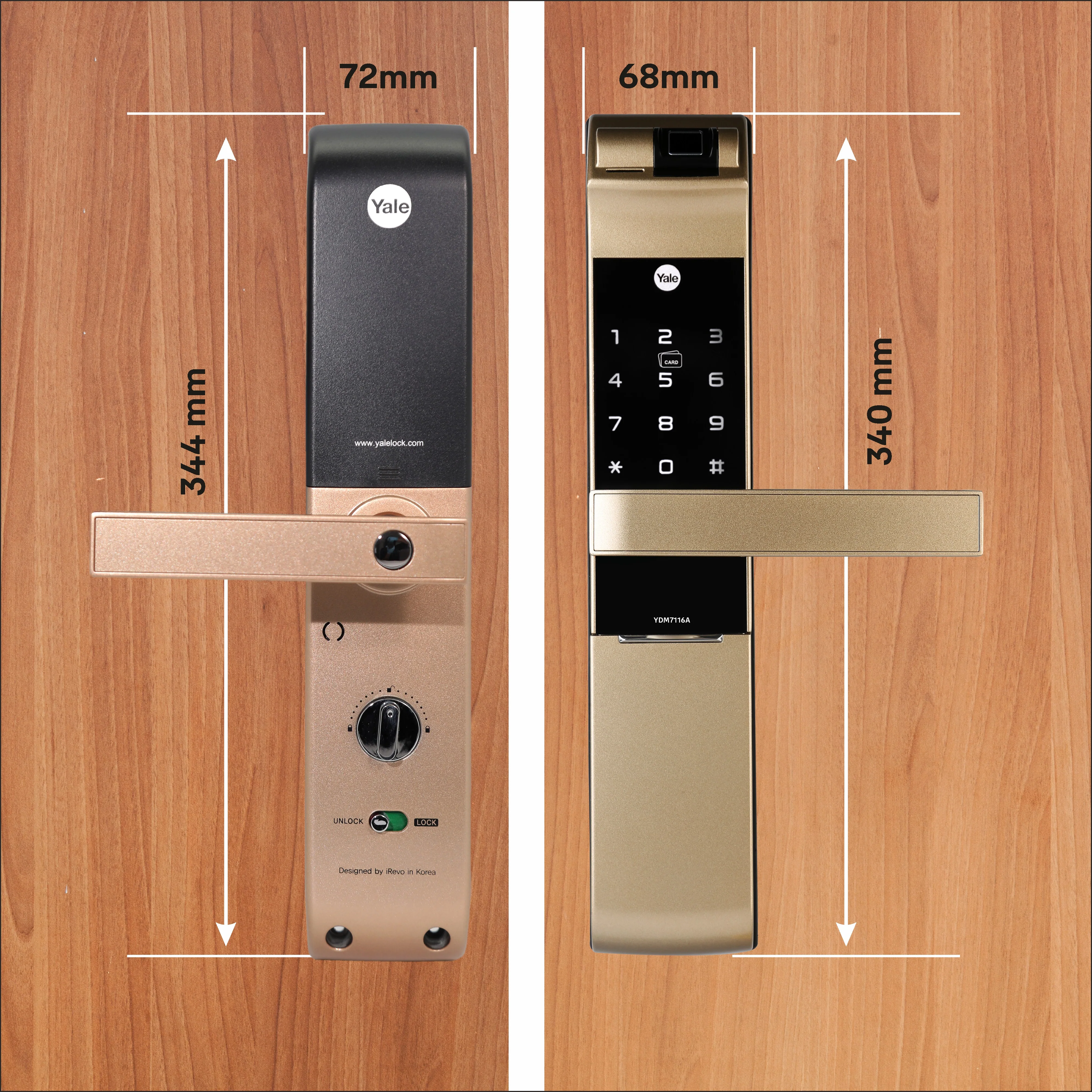 YDM 7116A Smart Lock, Champagne Gold with Fingerprint, PIN Code, RFID Card, Mechanical Key, Bluetooth module, Works with Yale Home App - Image 6