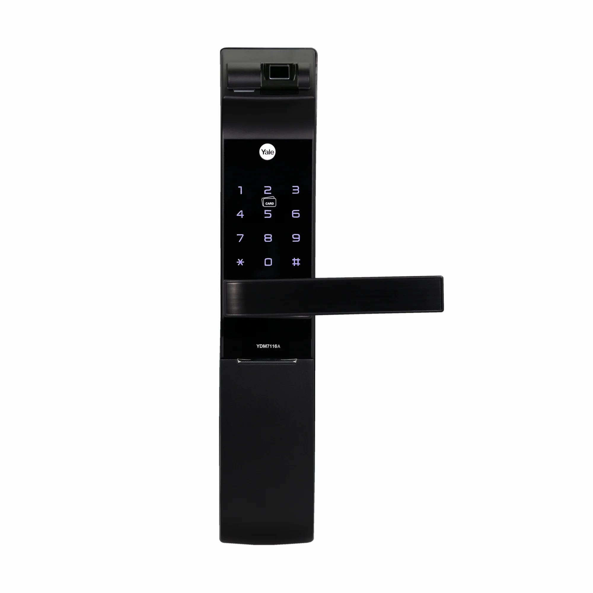 YDM 7116A Smart Lock, Matt Black with Fingerprint, PIN Code, RFID Card, Mechanical Key, Bluetooth module, Works with Yale Home App