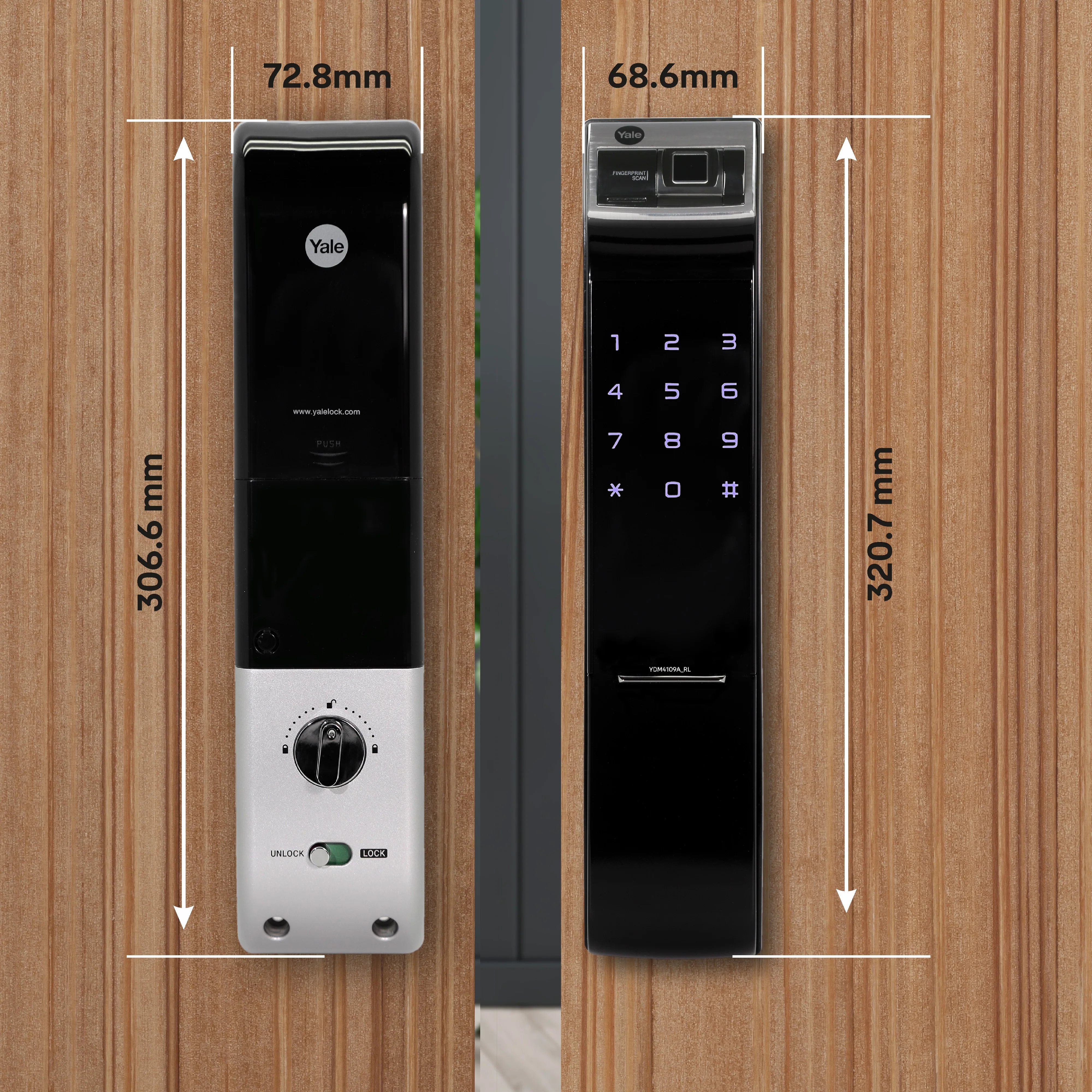 YDM 4109 (Roller Latch) Smart Lock, Black , Without Handle - Image 5