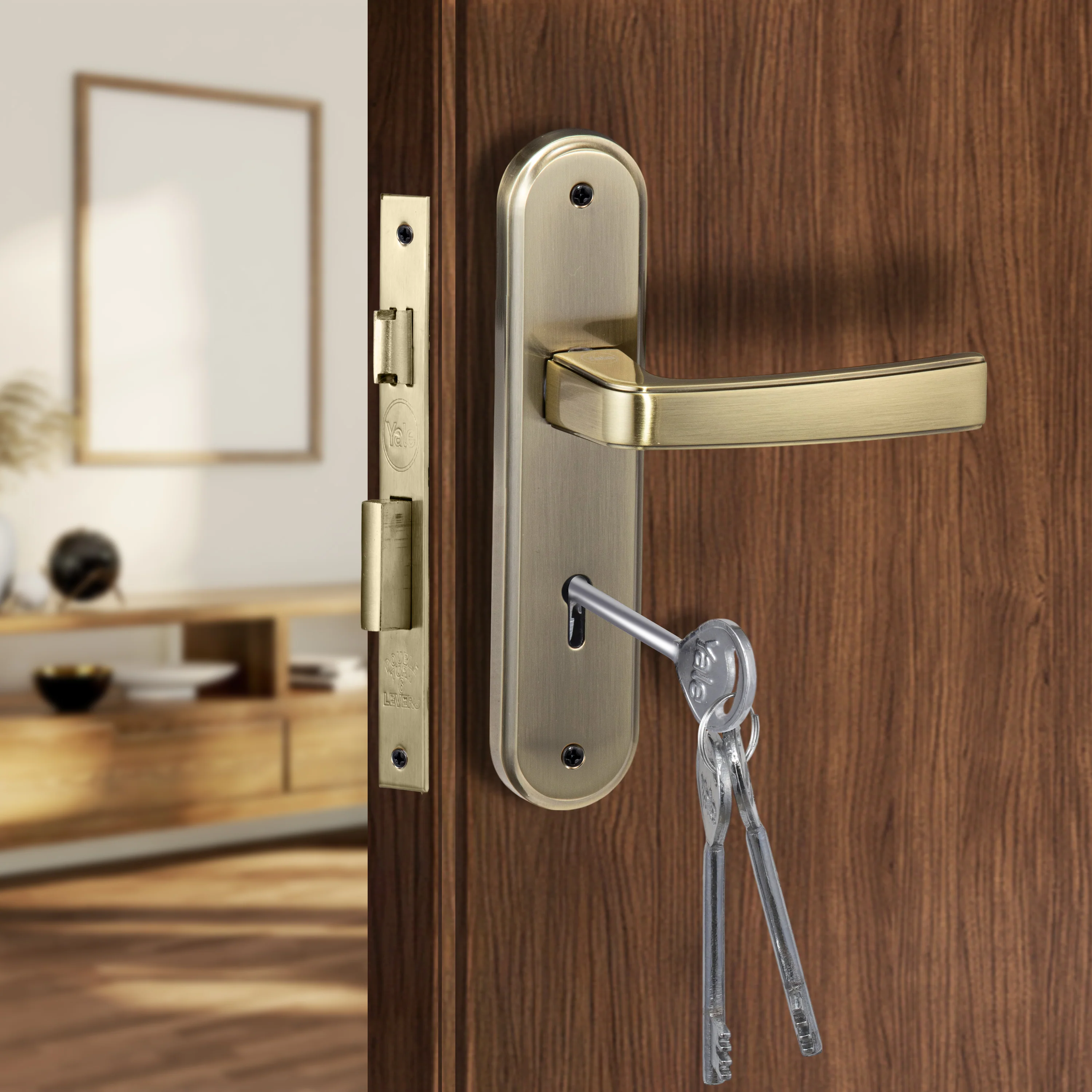YECM-415-6L-AB Key-in-Lever Handle set with key-in lever double strike lockbody Antique Bronze - Image 2
