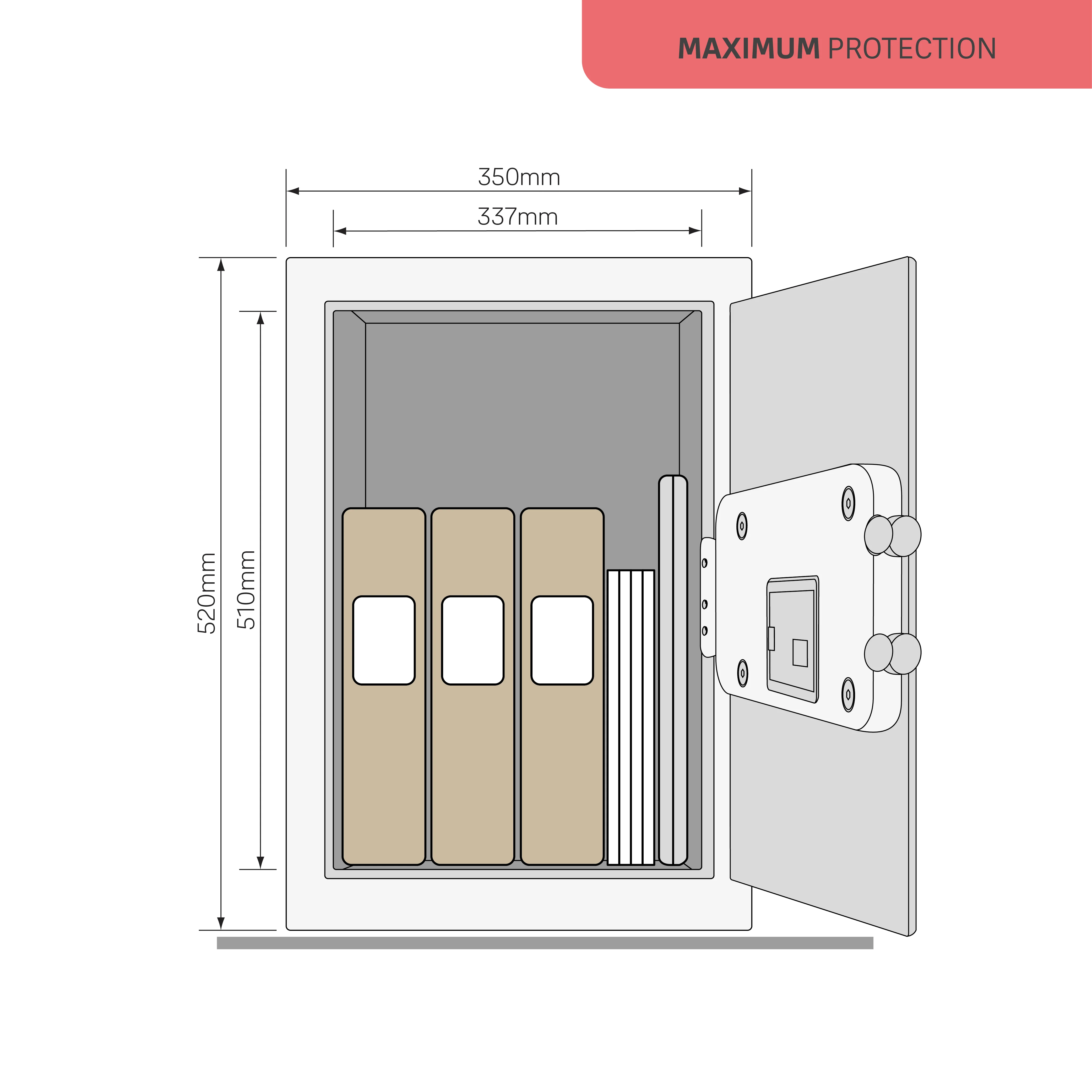 Yale YSFM/520/EG1 Maximum Security Large Digital Locker with Fingerprint and Pin Access - Grey - Image 9