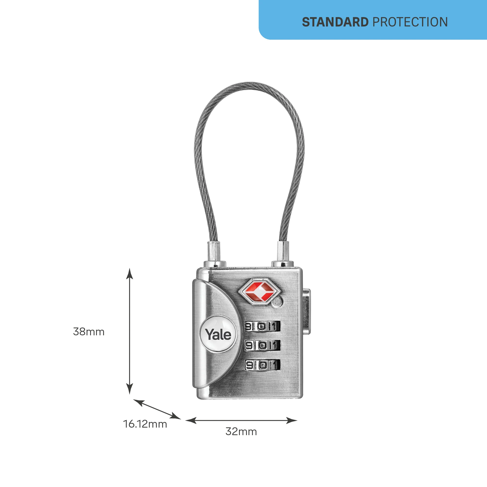 YTP3/32/350/1 Travel Sentry Approved (TSA) Travel Padlock with Flexi Wire Shackle - Image 5